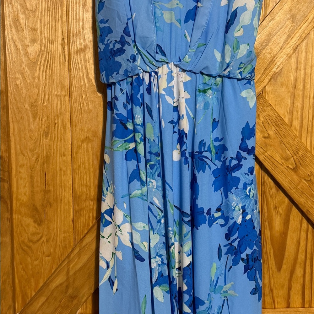 Adrianna Papell Blue Floral Midi Dress - Picture 3 of 5